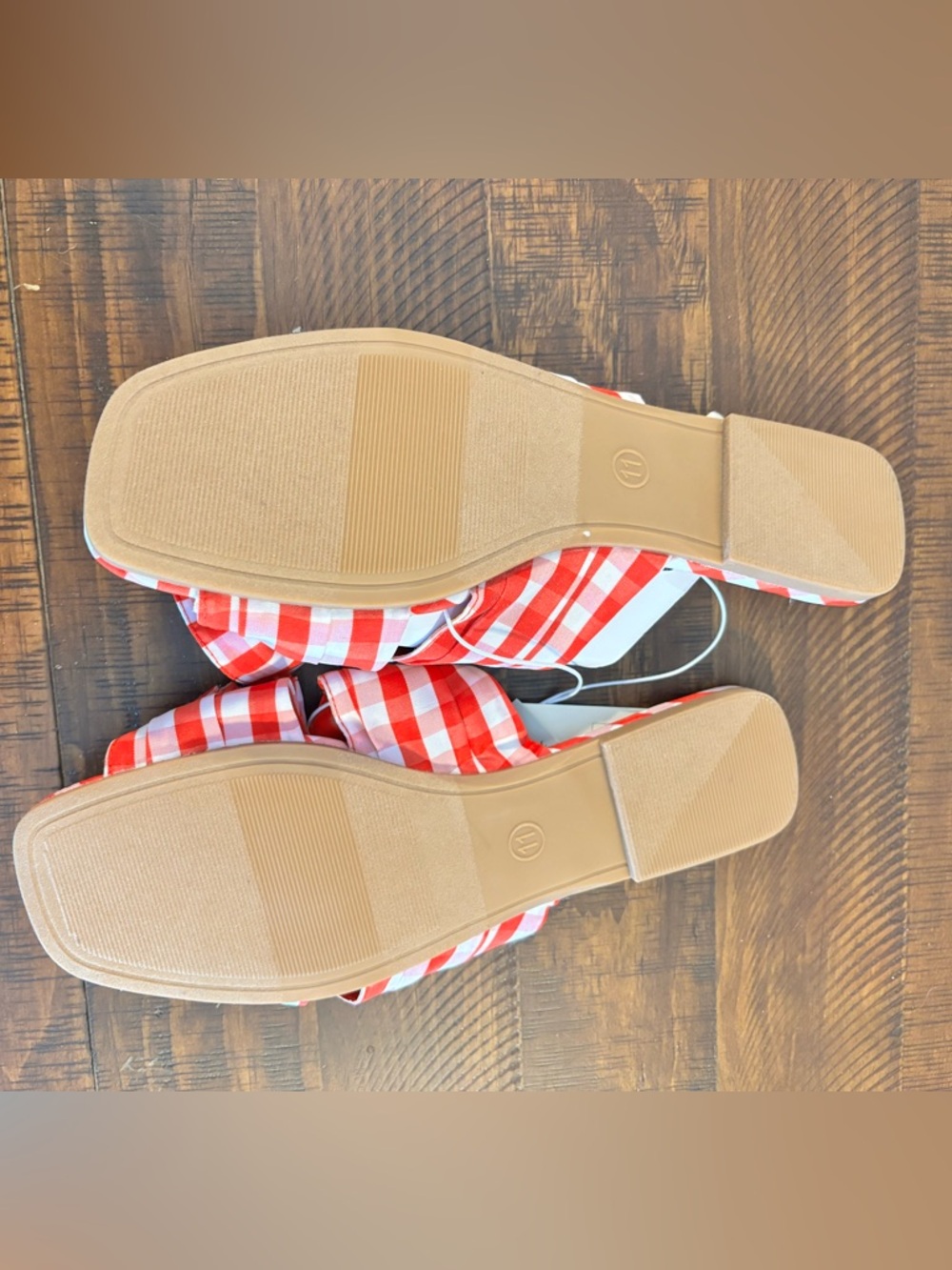 NWT - a new day Red and White Gingham Bow Slide Sandals - Picture 3 of 3